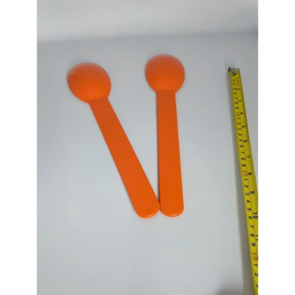 Set of 2 Giant 12 Yogurtland Melamine Orange Spoons Plastic